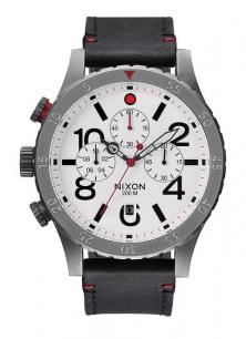  Nixon 48-20 Chrono Leather Gunmetal/White A363 486 watch