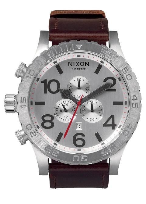  Nixon 51-30 Chrono Leather Silver A124 1113 watch