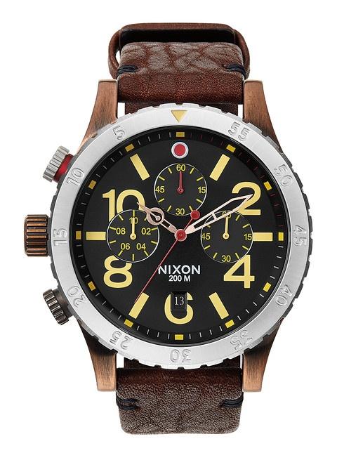  Nixon 48-20 Chrono Leather Antique Copper A363 1625 watch
